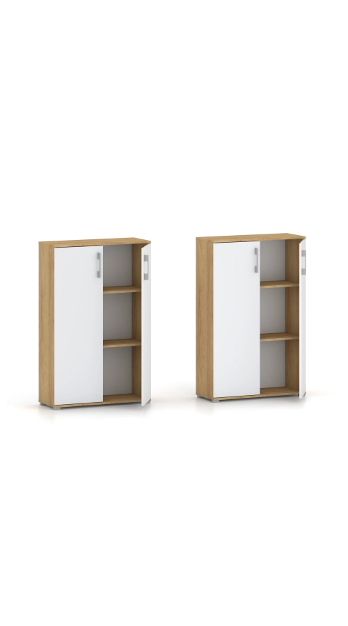 Regał komoda biurowa Pola 2D 110 x 80 cm Hikora z biały drzwiami 3 półki